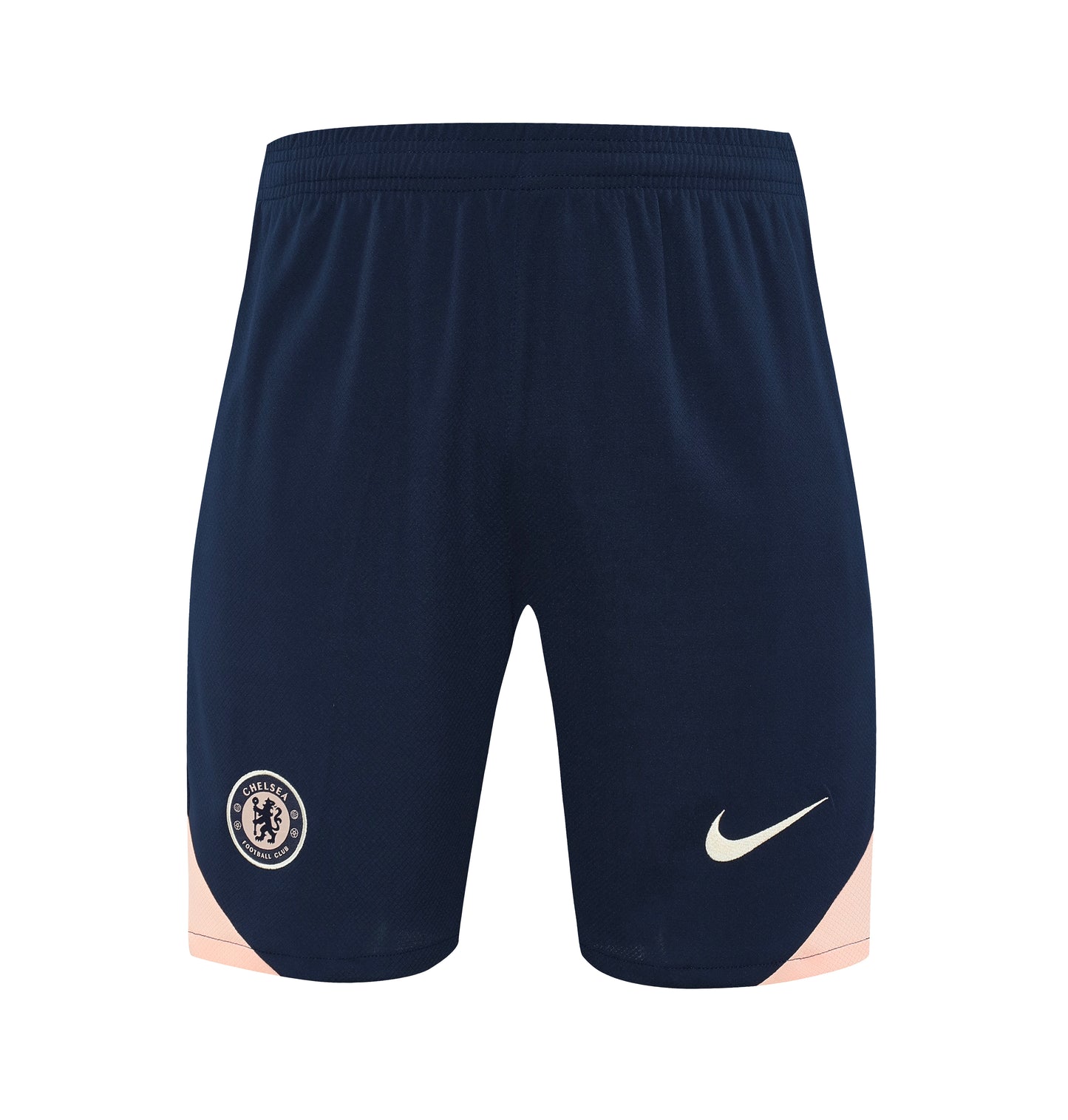 Kit Adulto Chelsea 25-26 – Regata Salmão com Detalhes Azul-Marinho + Shorts