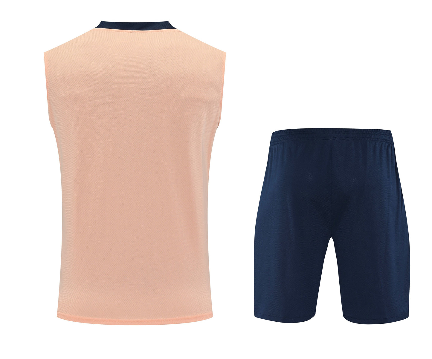 Kit Adulto Chelsea 25-26 – Regata Salmão com Detalhes Azul-Marinho + Shorts
