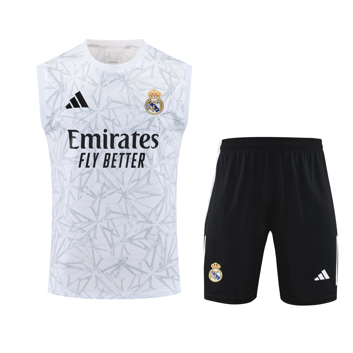 Kit Adulto Real Madrid 25-26 – Regata Branca e Shorts Preto