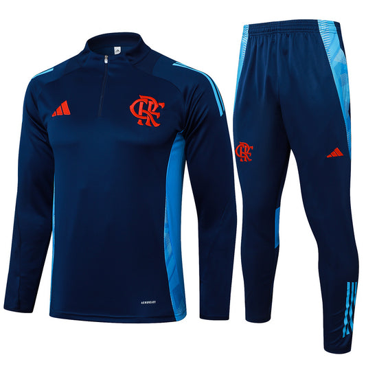 Kit Adulto Flamengo 25-26 – Casaco e Calça Azul Escuro com Detalhes em Azul Claro