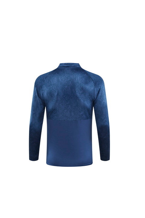 Kit Adulto Santos 25-26 – Blusa de Gola Alta e Calça Azul Escuro com Detalhes Dourados
