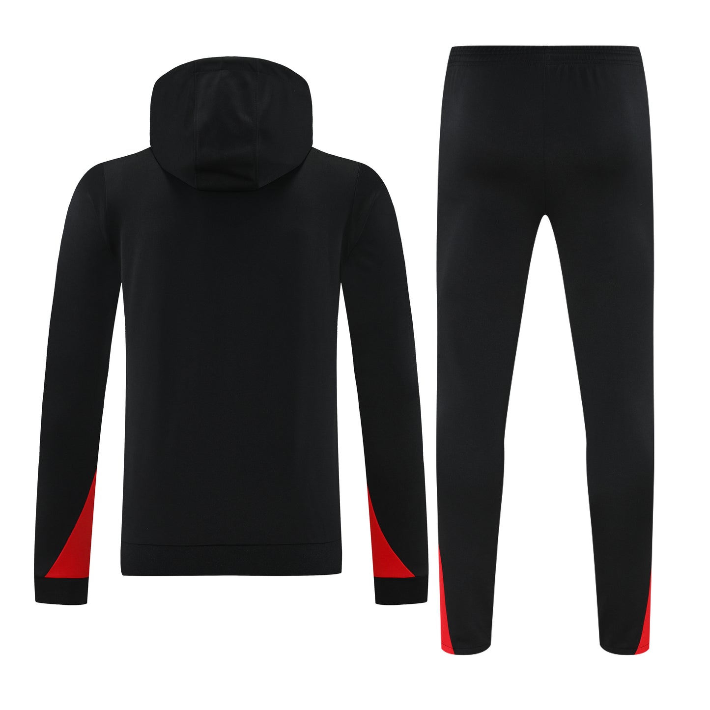 Kit Adulto Seleção de Portugal 24-25 – Moletom de Capuz Preto com Detalhes Vermelhos + Calça