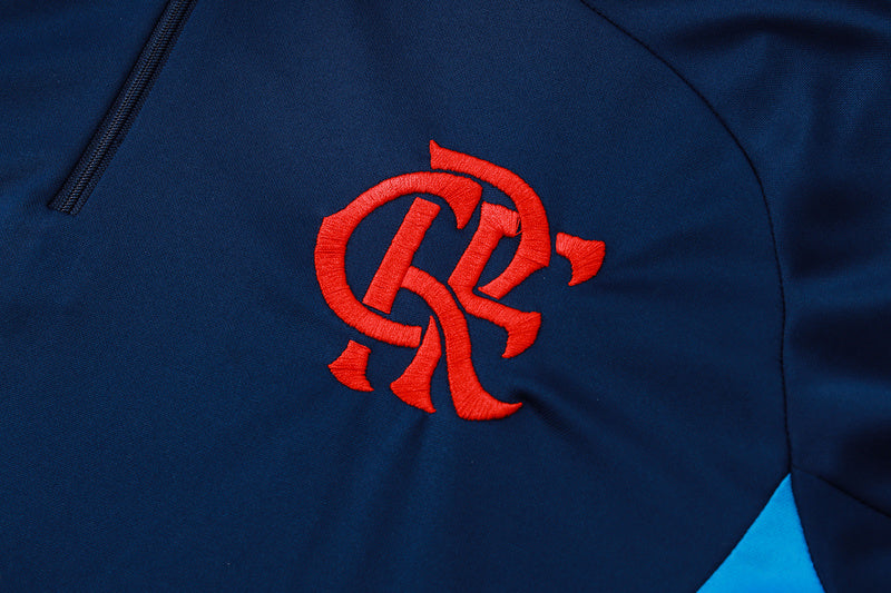 Kit Adulto Flamengo 25-26 – Casaco e Calça Azul Escuro com Detalhes em Azul Claro
