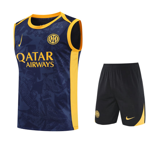 Kit Adulto Inter de Milão 25-26 – Regata Azul-Marinho e Shorts Preto com Detalhes Amarelos