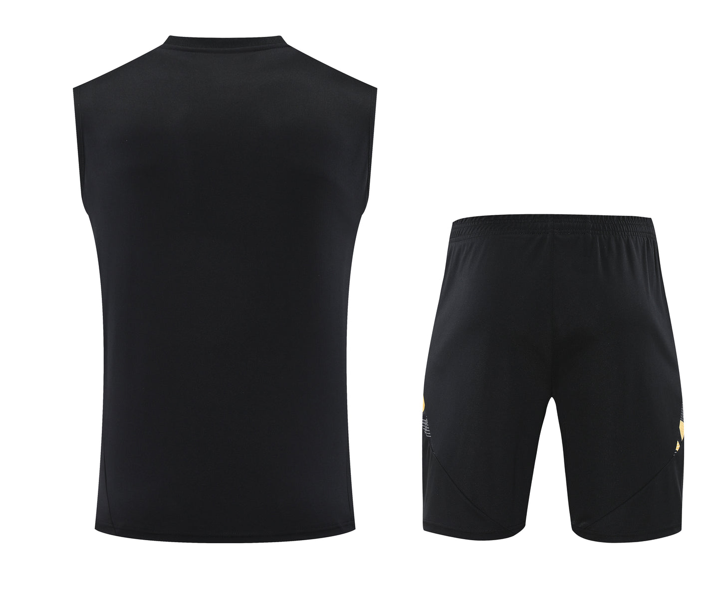 Kit Adulto Real Madrid 25-26 – Regata e Shorts Pretos com Detalhes Dourados