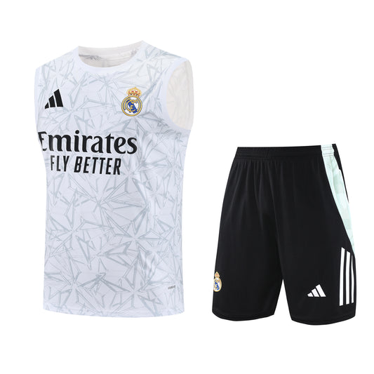 Kit Adulto Real Madrid 25-26 – Regata Branca e Shorts Preto