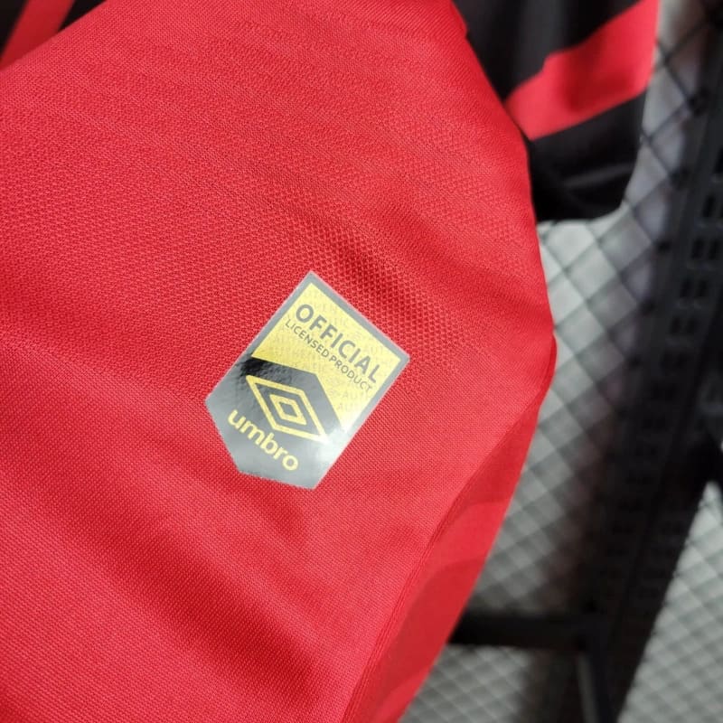 Camisa Athletico Paranaense Home 24-25 – Vermelha com Faixas Pretas