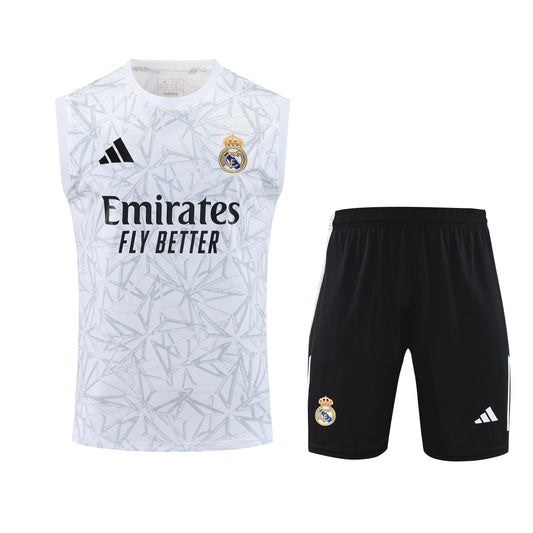 Kit Adulto Real Madrid 25-26 – Regata Branca e Shorts Preto