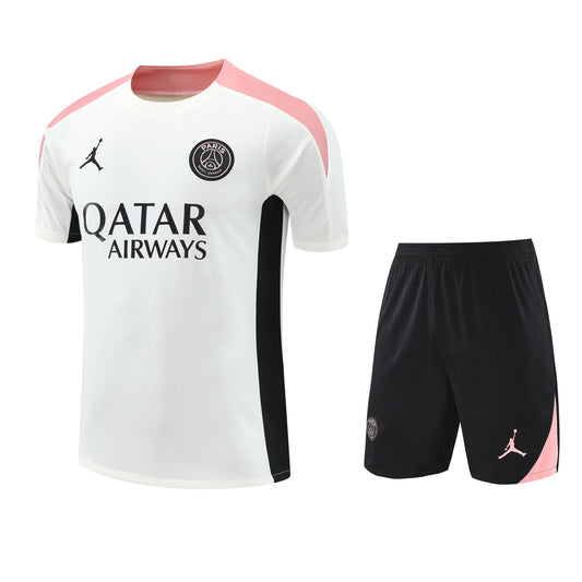 Kit Adulto PSG 25-26 - Branco com Detalhes em Rosa