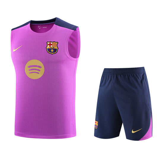 Kit Adulto Barcelona 25-26 – Regata Rosa e Shorts Azul Marinho