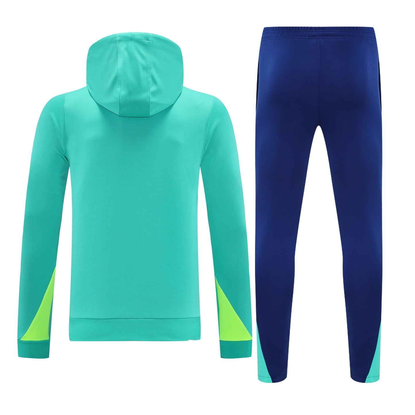 Kit Adulto Seleção Brasileira 25-26 – Moletom de Capuz Verde Água com Detalhes em Amarelo + Calça Azul Marinho