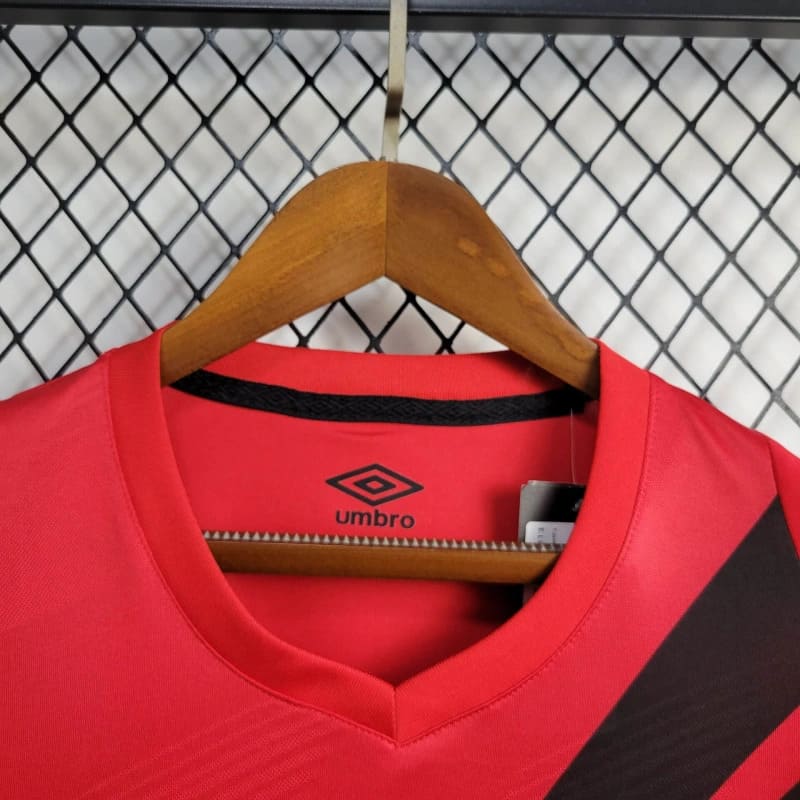 Camisa Athletico Paranaense Home 24-25 – Vermelha com Faixas Pretas
