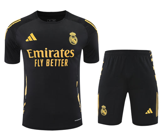 Kit Adulto Real Madrid 25-26 - Preto com Detalhes em Dourado